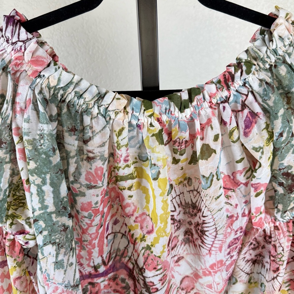 Festival Romantic Boho Crop Top Off Shoulder Ruffle Lightweight Medium Western - Picture 5 of 16